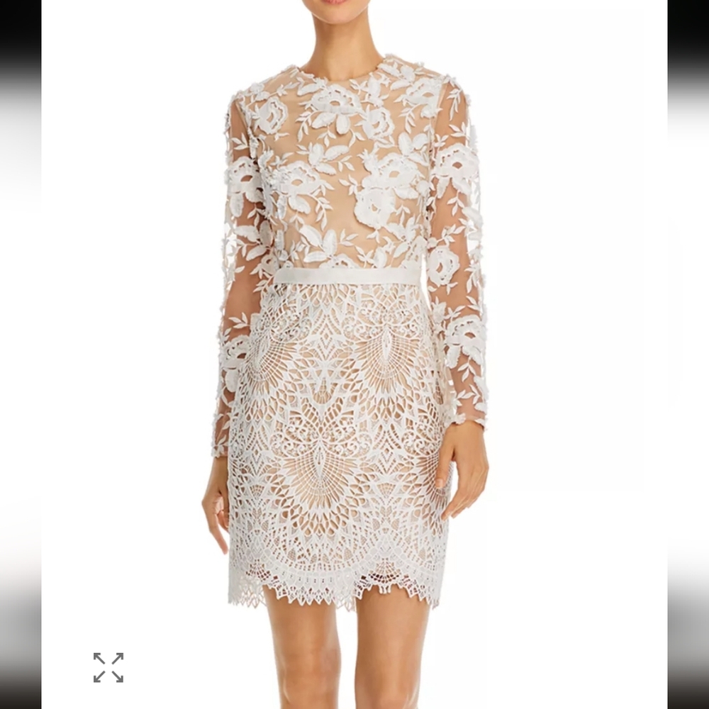 ML Monique Lhuillier Calypso Floral Lace Dress Size 2 Beach Wedding Shower